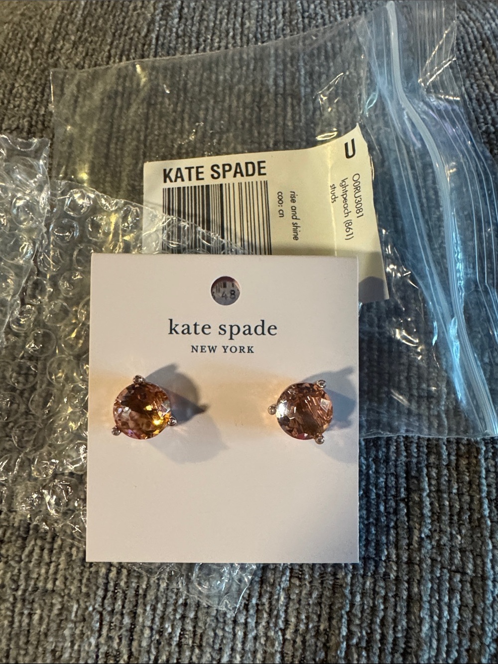 kate spade Rose Gold “Rise & Shine” Pink Crystal Stud Earrings